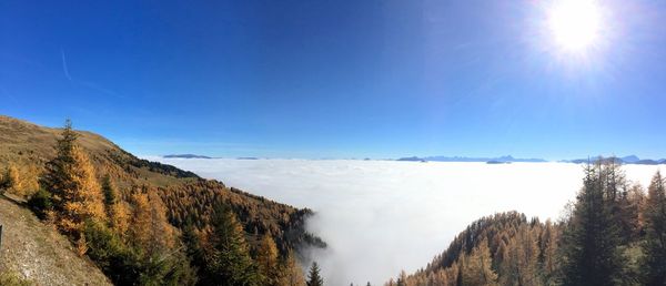 Panoramic view of landscape against blue sky