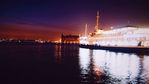 Illuminated building at night