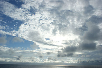 Scenic view of sea against cloudy sky