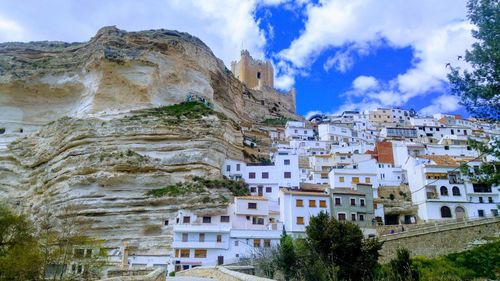 Low angle view of buildings against sky