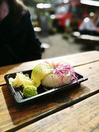 Close-up of salad in plate on table