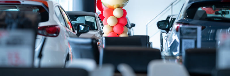 Rear view of woman sitting in car