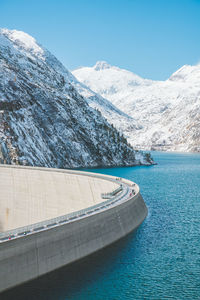 High alpine dam and reservoir lake kölnbreinsperre, malta, austria