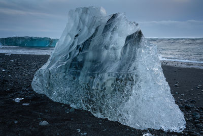 Icebergs in the glacier lagoon of joekulsarlon, winter in iceland, europe