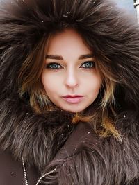 Portrait of beautiful woman in winter