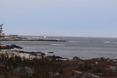 Scenic view of sea against clear sky