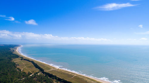 Scenic view of sea against blue sky