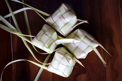 High angle view of dessert on table