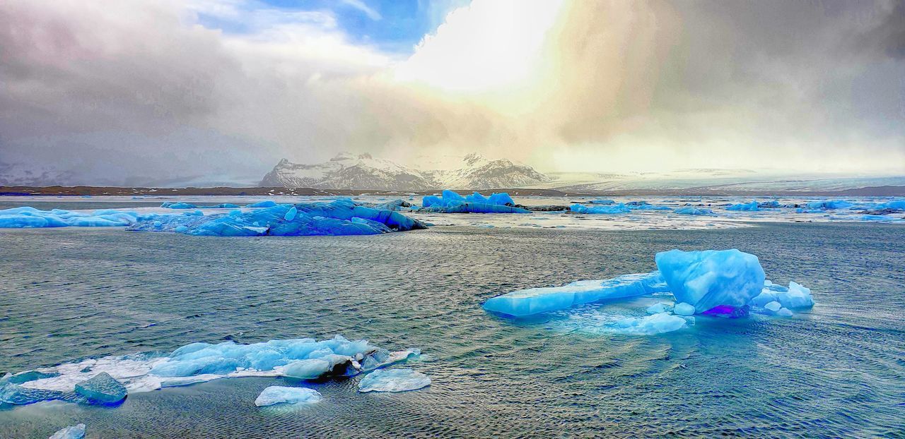 PANORAMIC VIEW OF ICE FLOATING ON WATER