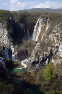 Scenic view of waterfall