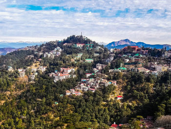 High angle view of townscape against sky