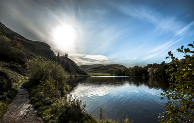 Scenic view of lake against sky
