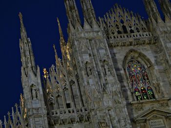 Low angle view of church at night