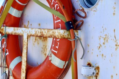 Close up of life ring on boat