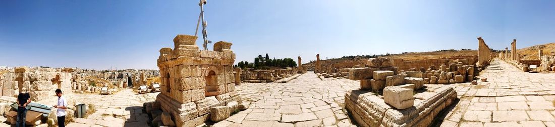 Panoramic view of old ruins against sky