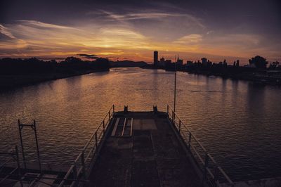 View of river at sunset