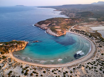 Panoramic view from beautiful greek beach.