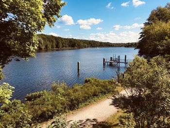 Scenic view of lake against sky