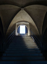 Low angle view of staircase in ghotic chapel