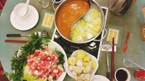 Close-up of food served in plate