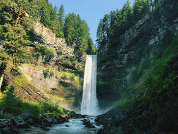 Scenic view of brandywine falls against trees