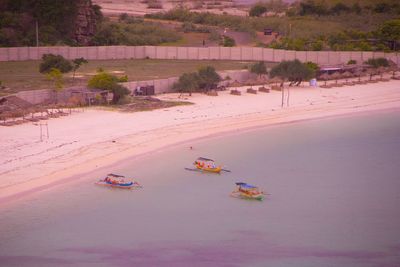 High angle view of people on beach