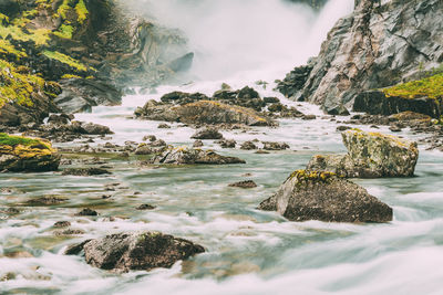 Scenic view of sea and rocks