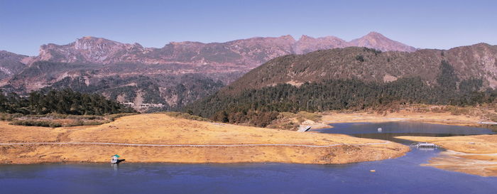 Panoramic view of pt tso lake or penga teng tso lake in tawang, arunachal pradesh, north east india