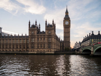 Big ben in london from thames river.