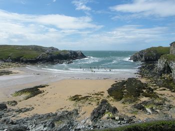 Scenic view of beach against sky