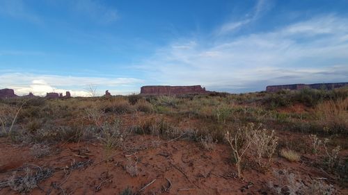 Scenic view of land against sky