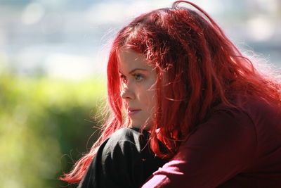 Close-up of beautiful redhead woman