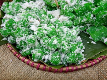 High angle view of vegetables in container