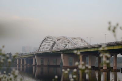 Bridge over river against sky