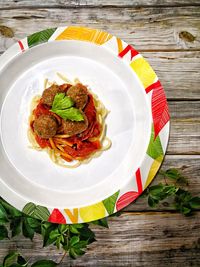 High angle view of meal served in plate