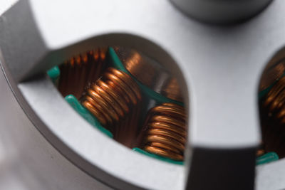 High angle view of coins on table