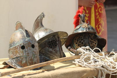 Gladiators helmets on display