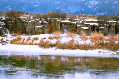 Scenic view of lake during winter