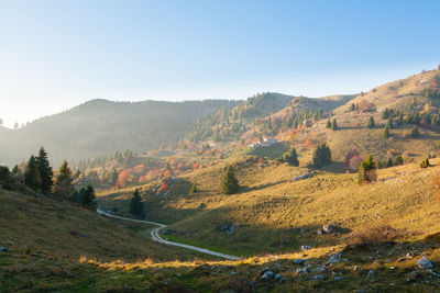 Scenic view of landscape against clear sky