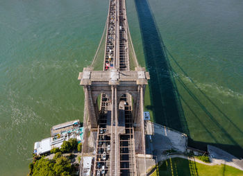 High angle view of bridge over sea