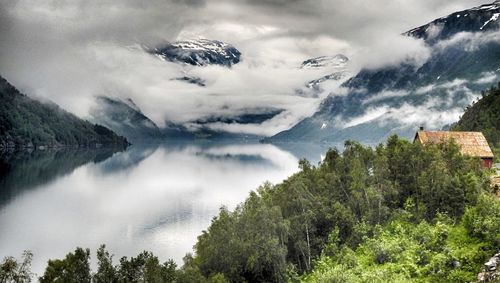 Scenic view of mountains against sky