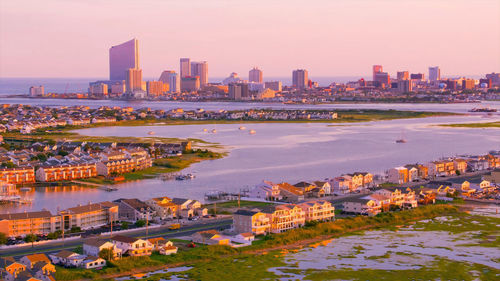 High angle view of buildings in city.atlantic city,usa