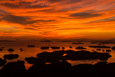 View of calm sea at sunset