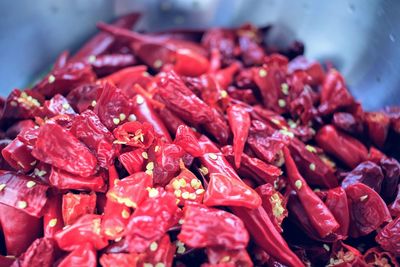 Close-up of red chili peppers for sale