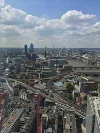 High angle view of cityscape against sky