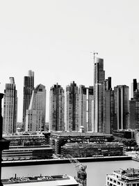 View of skyscrapers against clear sky