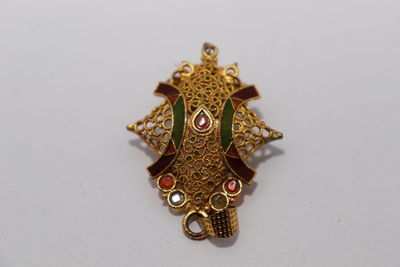 High angle view of decoration against white background