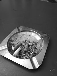 High angle view of food in bowl on table