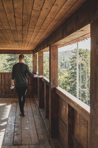 Rear view of man standing at observation point