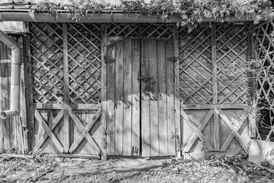 Closed door of old abandoned building